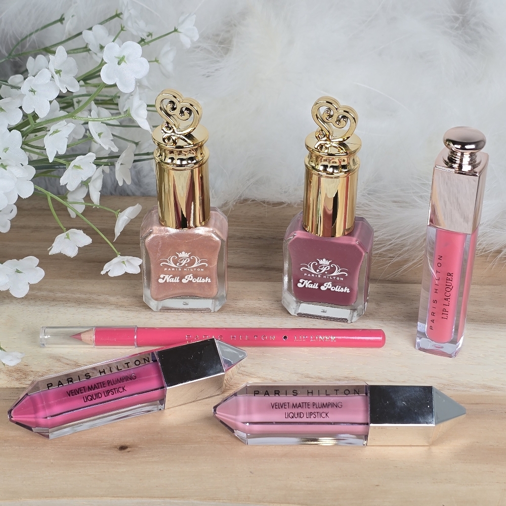 Paris Hilton Beauty Makeup Bundle Nail Polish Lipstick Liner Gloss Shine New